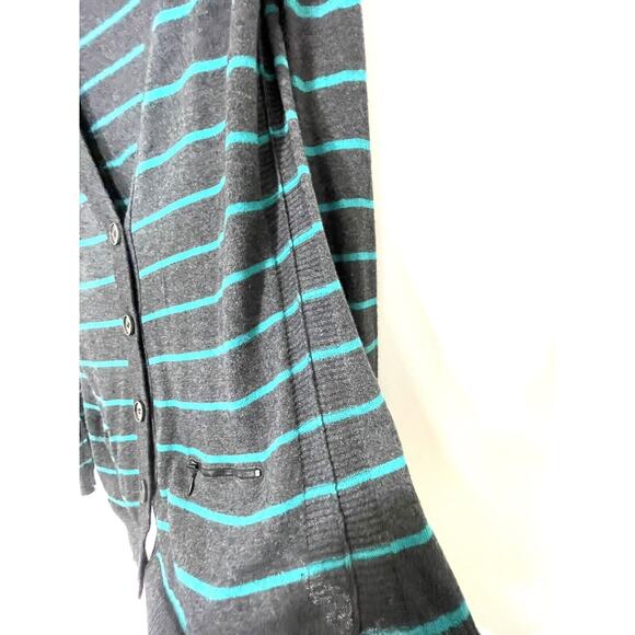 Theory Lonnie S Cashcotton Gray Apollo Stripe Cashmere Blend Cardigan Large - Picture 5 of 11